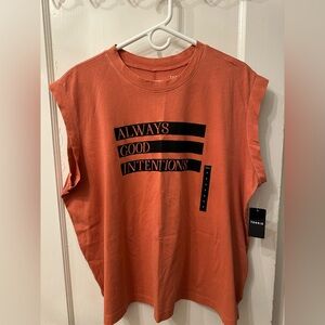 NWT Torrid Orange Sleeveless Tee with Black Graphic